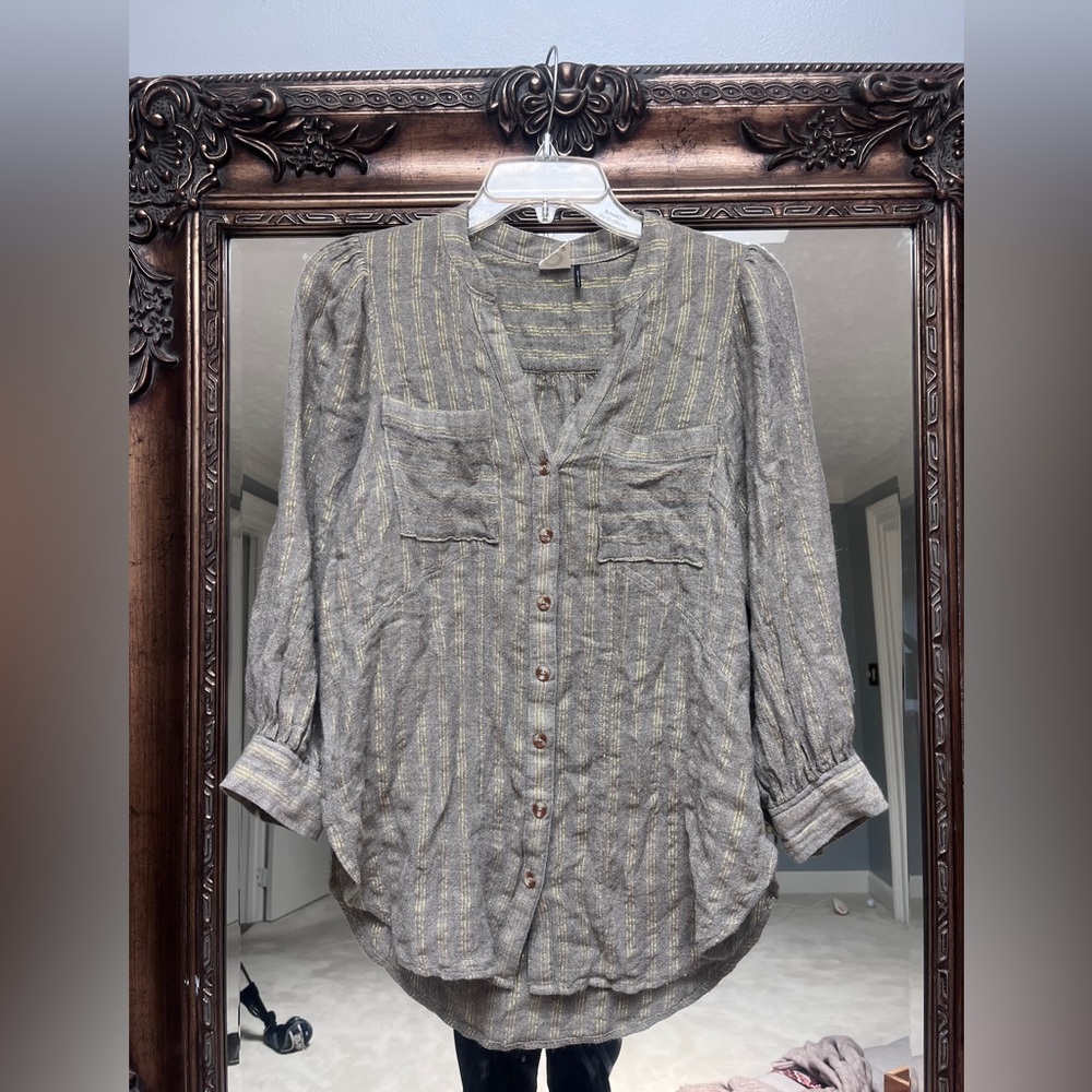 Anthropologie Akemi + Kin Striped Button-Up Blouse shirt